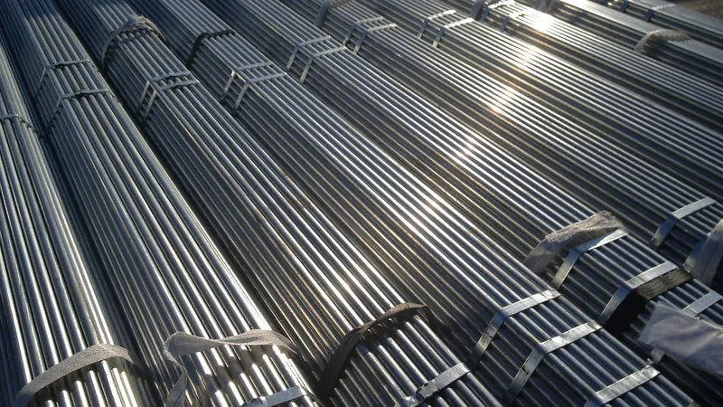Bundled greenhouse tubing prepared for commercial shipment