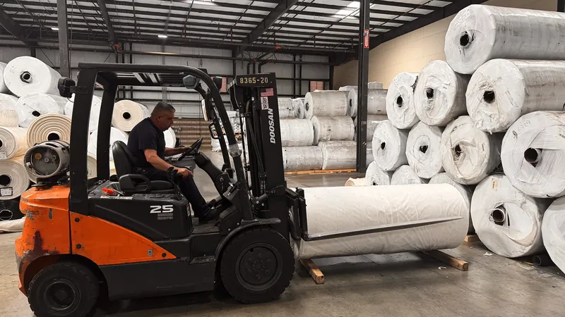 Greenhouse film master rolls stored inside the Ferrari Metals warehouse